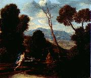 Paysage avec un homme effraye par un serpent Nicolas Poussin